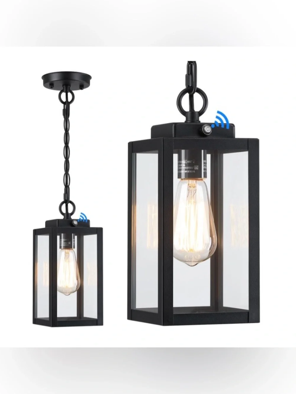 Dusk-to-Dawn Outdoor Pendant Light 11” BLACK